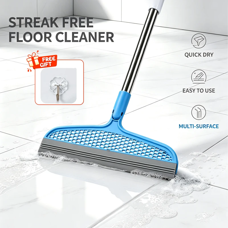 Silicone Floor Squeegee Broom Multi-Purpose Magic Wiper For Bathroom Kitchen Tile Floor Pet Hair and Water Cleaning