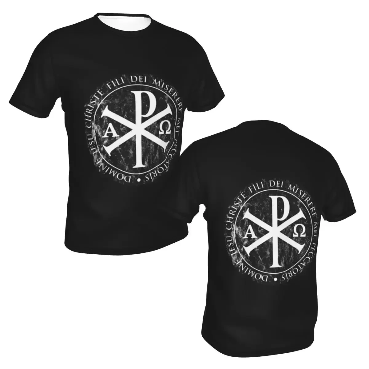 polyester Chirho, Chi Rho, Christogram, Jesus T-Shirt Men's Funny T Shirt Men Crew Neck Summer Shirts Tops