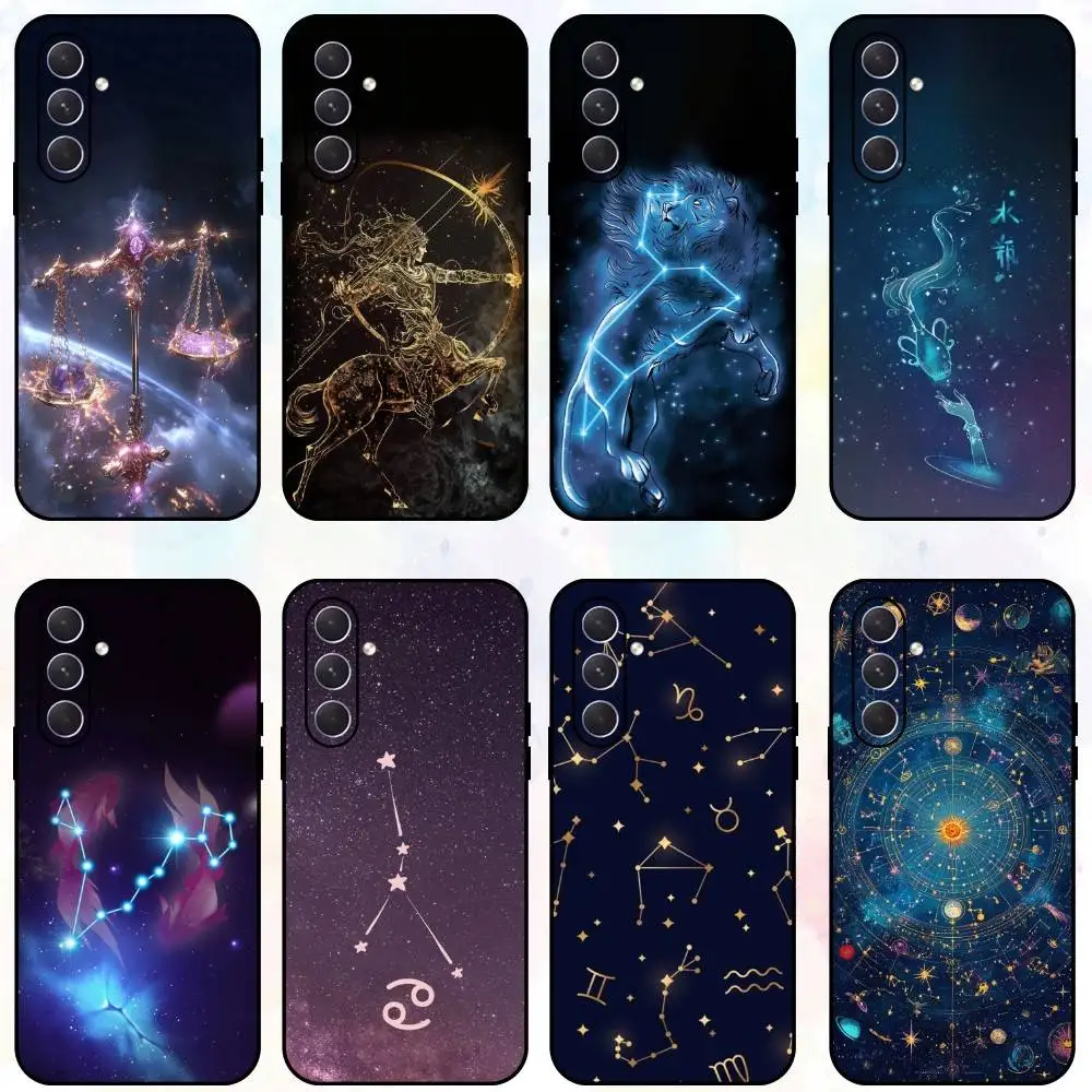 

Art Twelve Constellations Phone Case For Samsung Galaxy A73,A72,A71,A70,A53,A52,A51,Others Soft Black Shell