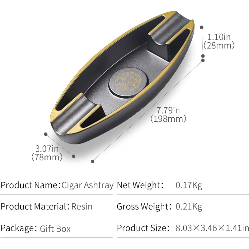 منفضة سجائر سيجار على شكل قارب مانسون خفيفة الوزن ومحمولة بفتحة مزدوجة فاخرة وجوية للمنزل والمكتب في الهواء الطلق