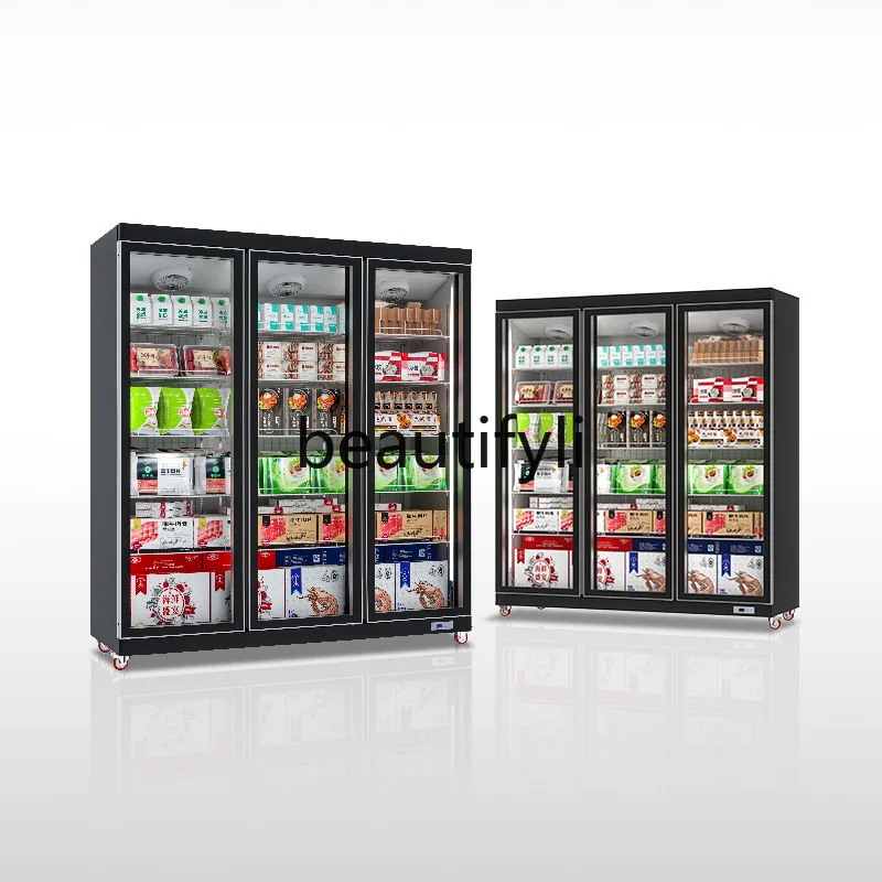 

Commercial Freezer Defogging Glass Door Refrigerator Supermarket Fresh Food Refrigerated Freezer Display Cabinet
