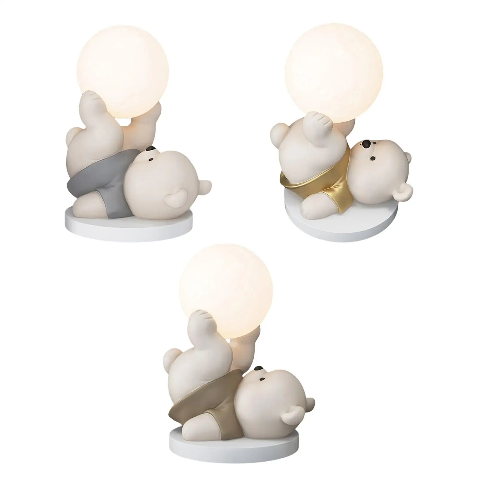 Lovely Bear Figurine USB Charging Night Lamp Table Ornament Home Decor Bottom Diameter x Height 16x25cm