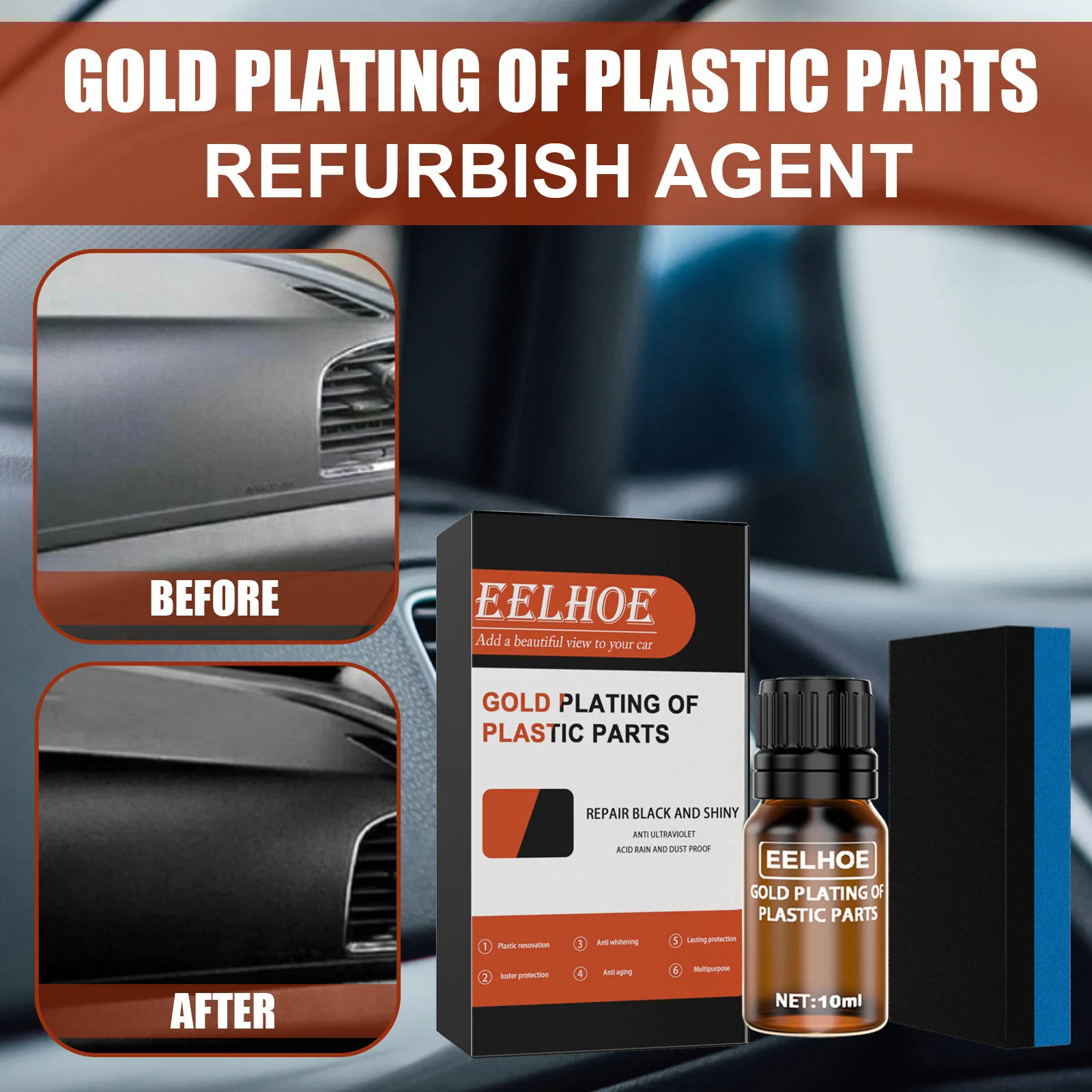 10/20/30ml Car Plastic Restoration Agent Auto Plastic Rubber Exterior Repair Clean Interior Plastic Parts Crystal Plating Agent