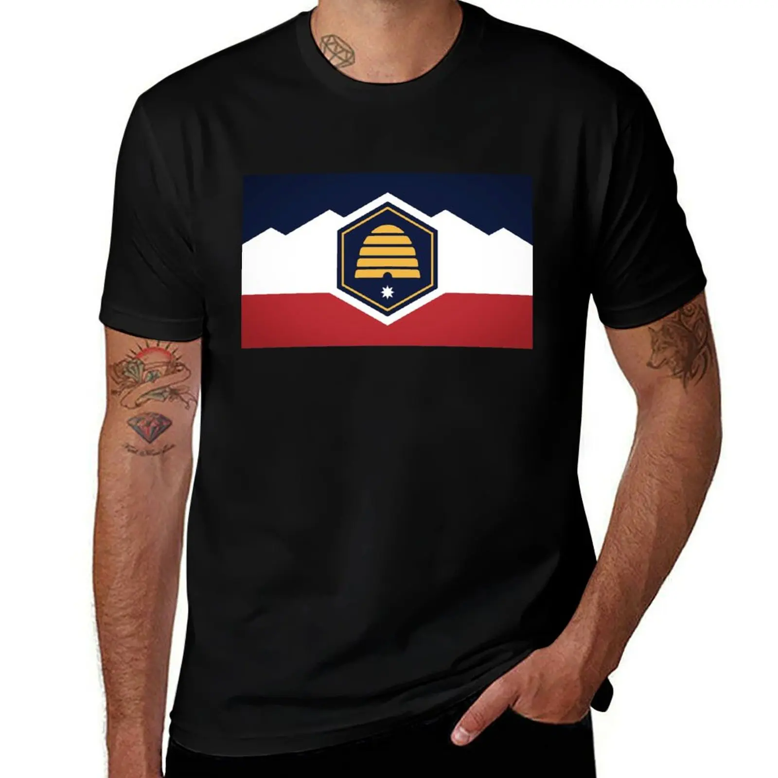 Nueva Camiseta Básica Lisa con la Bandera del Estado de Utah 2023 para Primavera y Verano