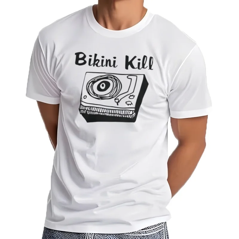Bikini Kill Logo - Camiseta clásica negra, camisa con cuello redondo, blusa, Camiseta de algodón para hombres