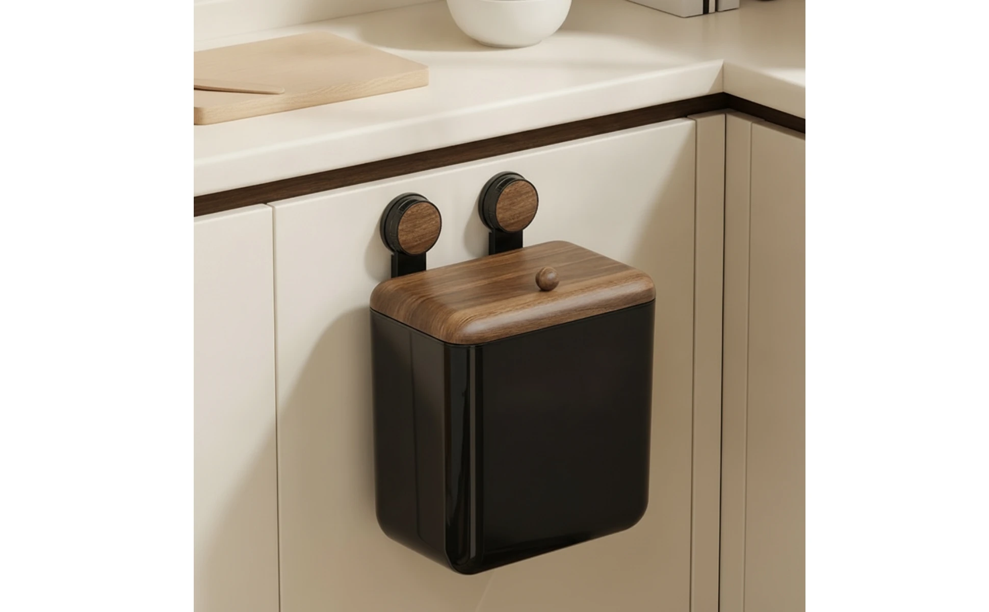 Wall-Mounted Trash Bin Space-Saving Kitchen Trash Bin with Lid Compact Modern for Apartment Wall-Mounted Trash Bin Space-Saving Kitchen Trash Bin with Lid Compact Modern for Apartment