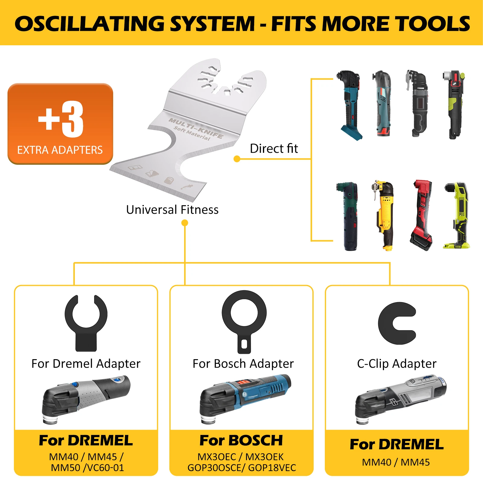 Herramienta oscilante de acero inoxidable, juego de cuchillas raspadoras de 10 piezas, multiherramienta oscilante, cortador de gancho, para techo, azulejos, cartón