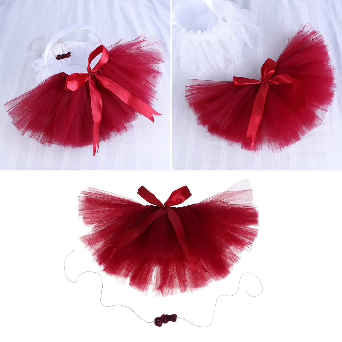 

Bow-Knot Tutu Skirt 0-12 Months Baby Girl Tulle Dress Outfit Ruffle Newborn Clothing Set Photography Prop Apparel