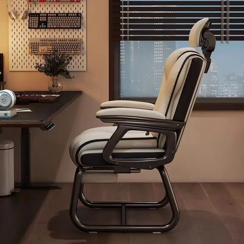 Ergonomic Office Chair with Adjustable Headrest, Latex Seat, Reclining Function & Linked Armrests, Bow Tie Base