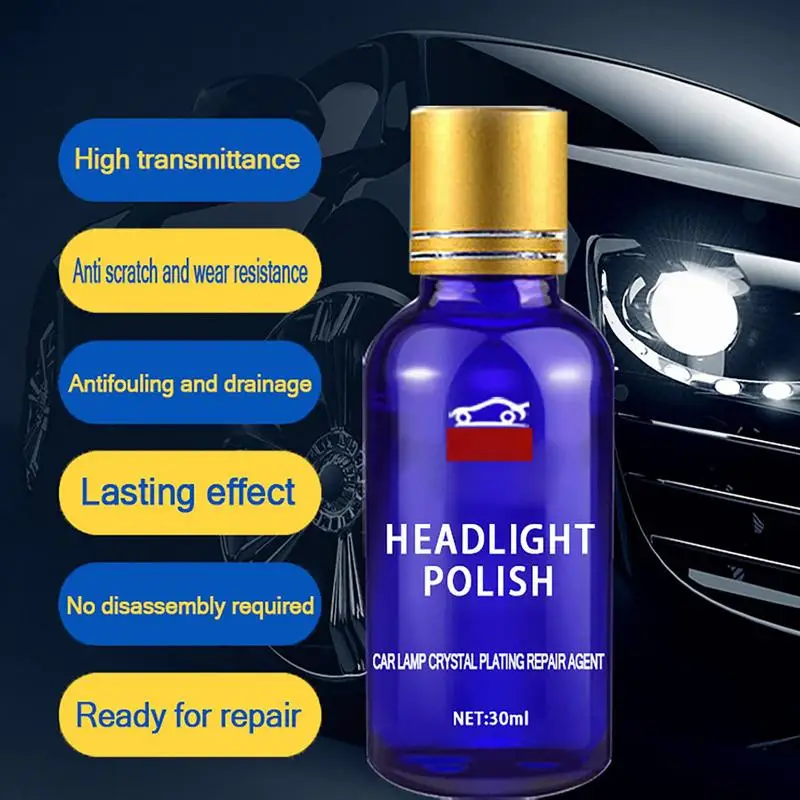 Car Headlight Restoration Fluid Instant Renewal 30ML Cleaner Restorer With Sponge Repair Polish Cleaner Auto Headlight