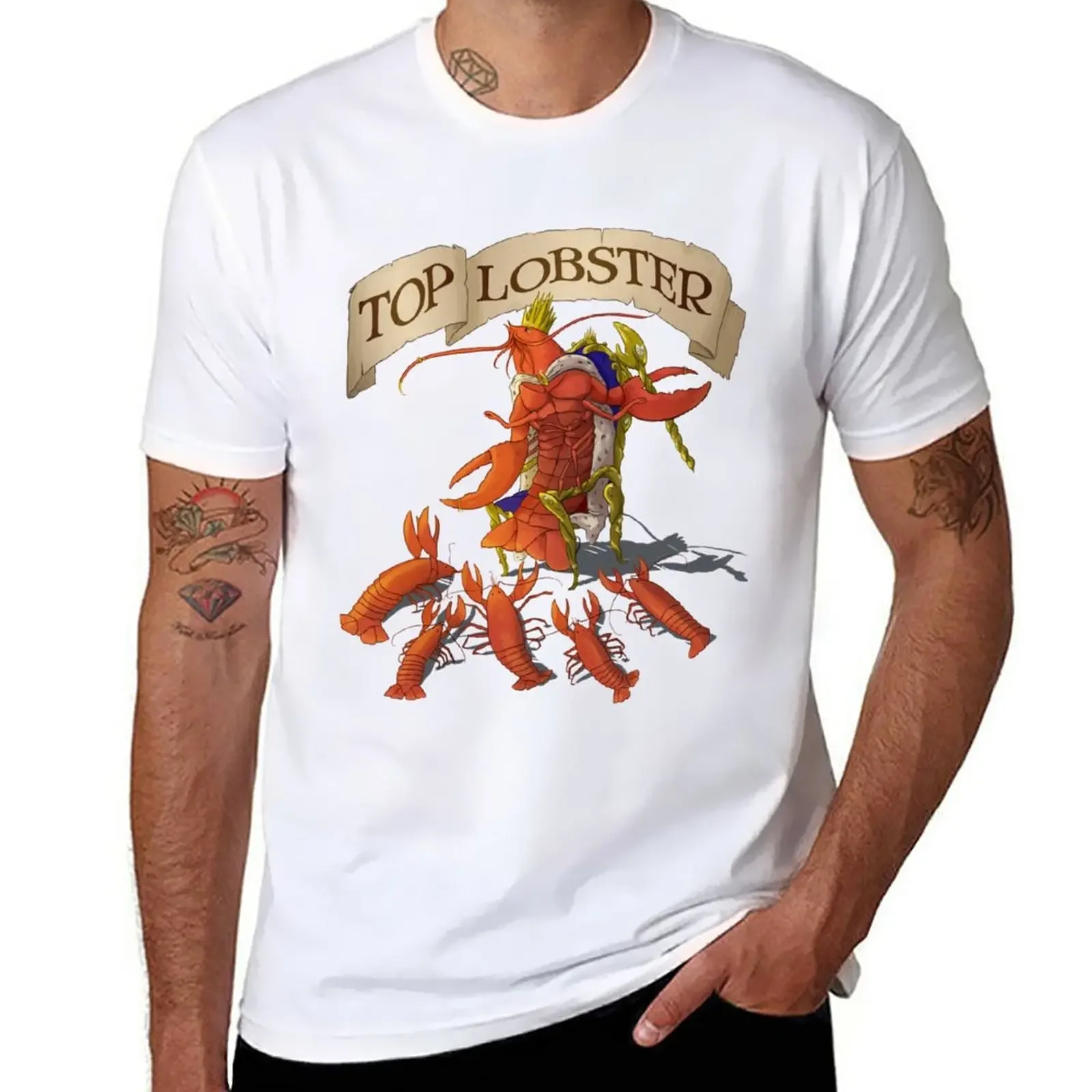 

New Top Lobster T-Shirt man clothes heavyweight t shirts slim fit t shirts for men