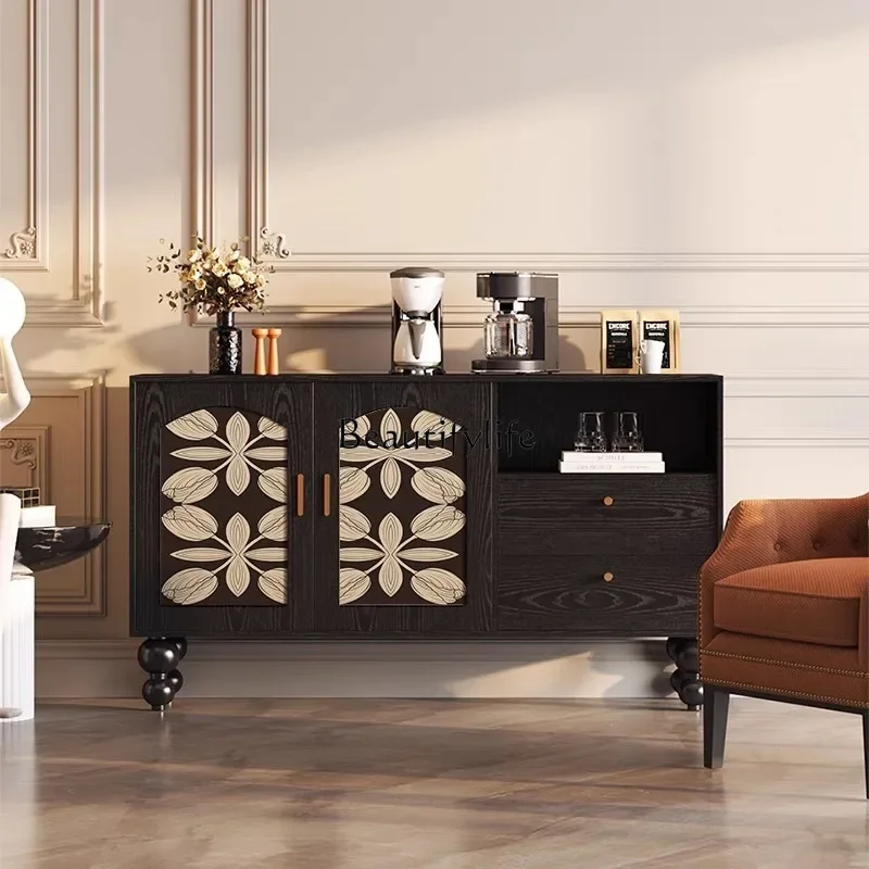 

ls 42French retro dining side cabinet, antique living room, hand-painted tea storage, coffee storage cabinet