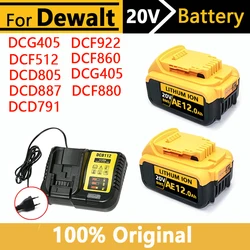 20V DCB200 12000mAh Replacement Li-ion Battery for DeWalt DCB201 DCB205 DCB203 Power Tool Battery 20 Volt MAX With Charger