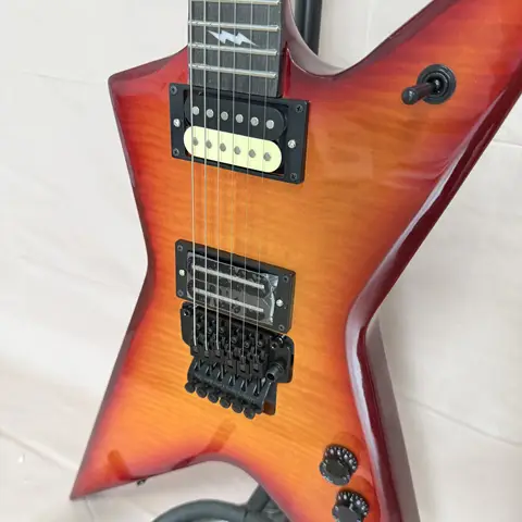 US Warehouse In Stock Sunburst Flame V Design Maple Star-Shaped Electric Guitar HH Humbuckers Ready to Play Free Shipping