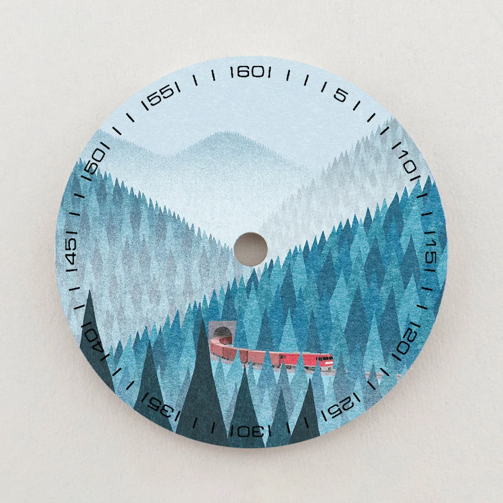 28.5mm NH35 Dial Forest Mountain Train Scenery Dial Luminous Dial NH36 Dial Watch Accessories Fits NH35/36 Movement Custom LOGO