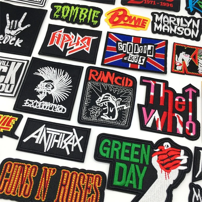 Rock Band Music Clothes Patch Embroidered Badges Punk Stripes for Jacket Clothing Appliques Sewing Jeans Stickers Diy Decoration