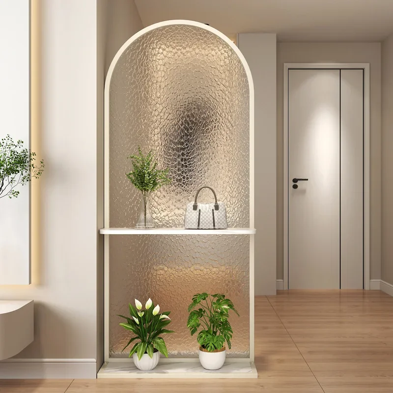 Household non-punching can be moved into the living room entrance Cream feng shui ripple Changhong glass screen partition block
