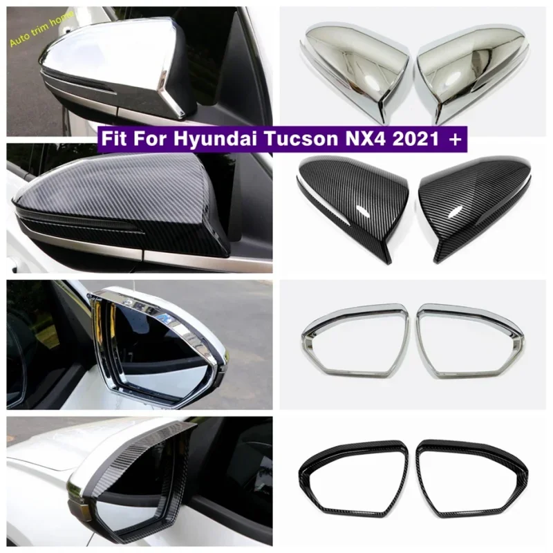 Chrom Rearview Mirror Rain Shade Rainproof Blades Back Mirror Eyebrow Cover Trim For Hyundai Tucson NX4 2021 - 2023 Accessories