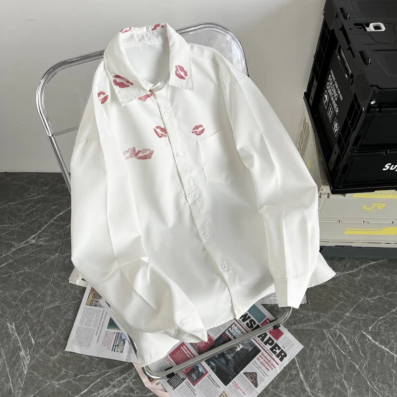 

2024 Spring Autumn Men Clothing Fashion Print Blouses Male Long Sleeve Casual Shirts Men Thin Oversized Loose Shirts H640