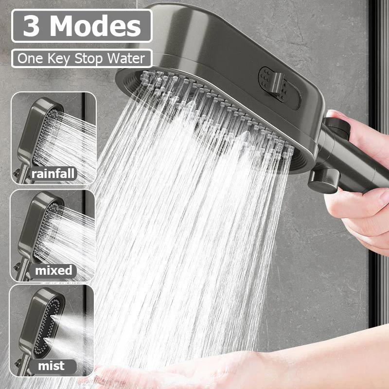 

Новая насадка для душа высокого давления с кнопкой Остановки Фильтра, 3 режима, регулируемая водосберегающая насадка, эко аксессуары для ванной и душа