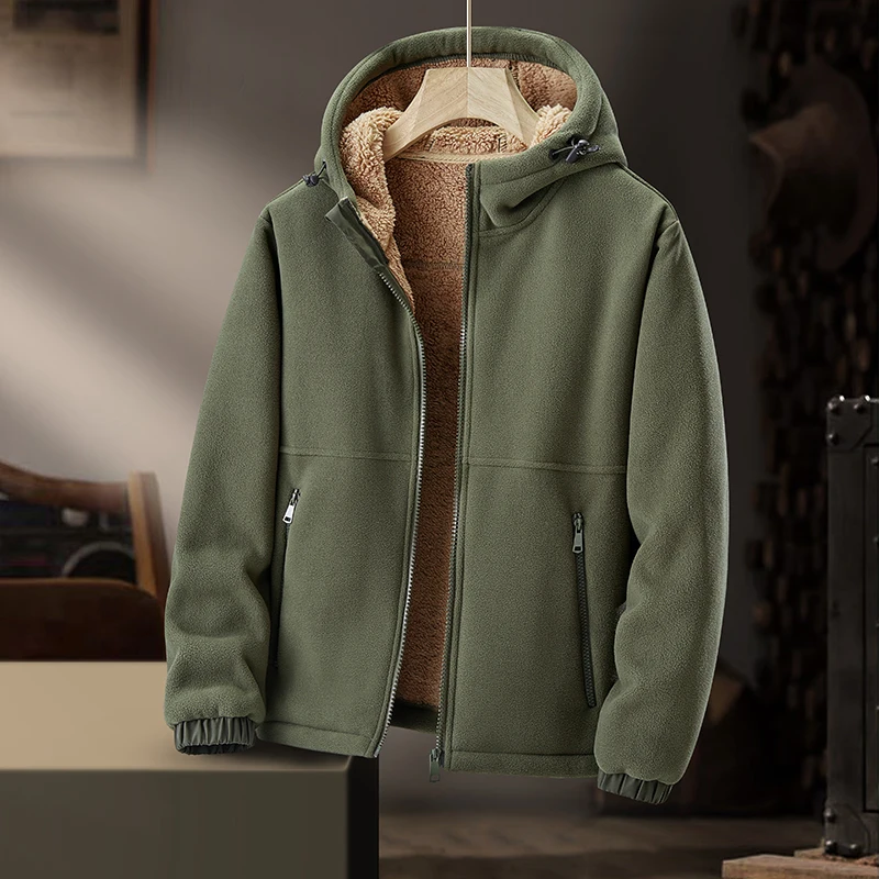 Chaqueta de forro Polar con capucha para hombre, Parkas gruesas y cálidas de invierno, prendas de vestir acolchadas de algodón, abrigos casuales,