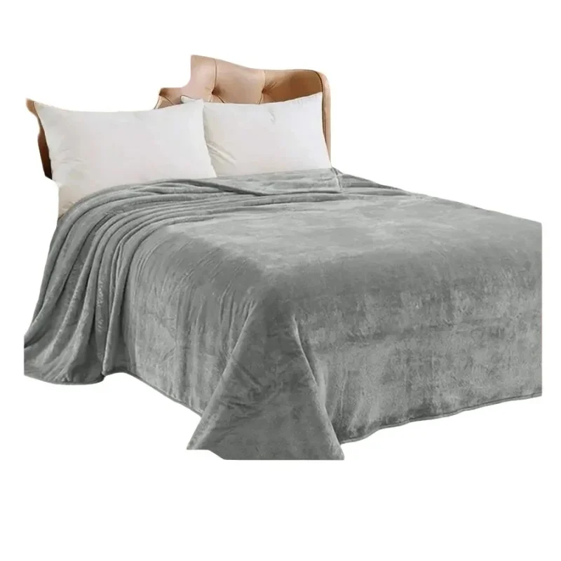 

Coral Fleece Flannel Thrwo Blankets Solid Grey Ultra Soft Warm Bedspread Sofa Cover Travel Plaid Blanket 150*200cm Drop Shipping