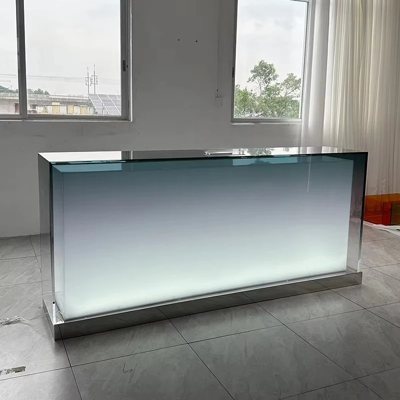 fb- Manufacturer Production Matte Long Acrylic Reception Desk Rectangular Modern Commercial Acrylic Reception Bar Counter