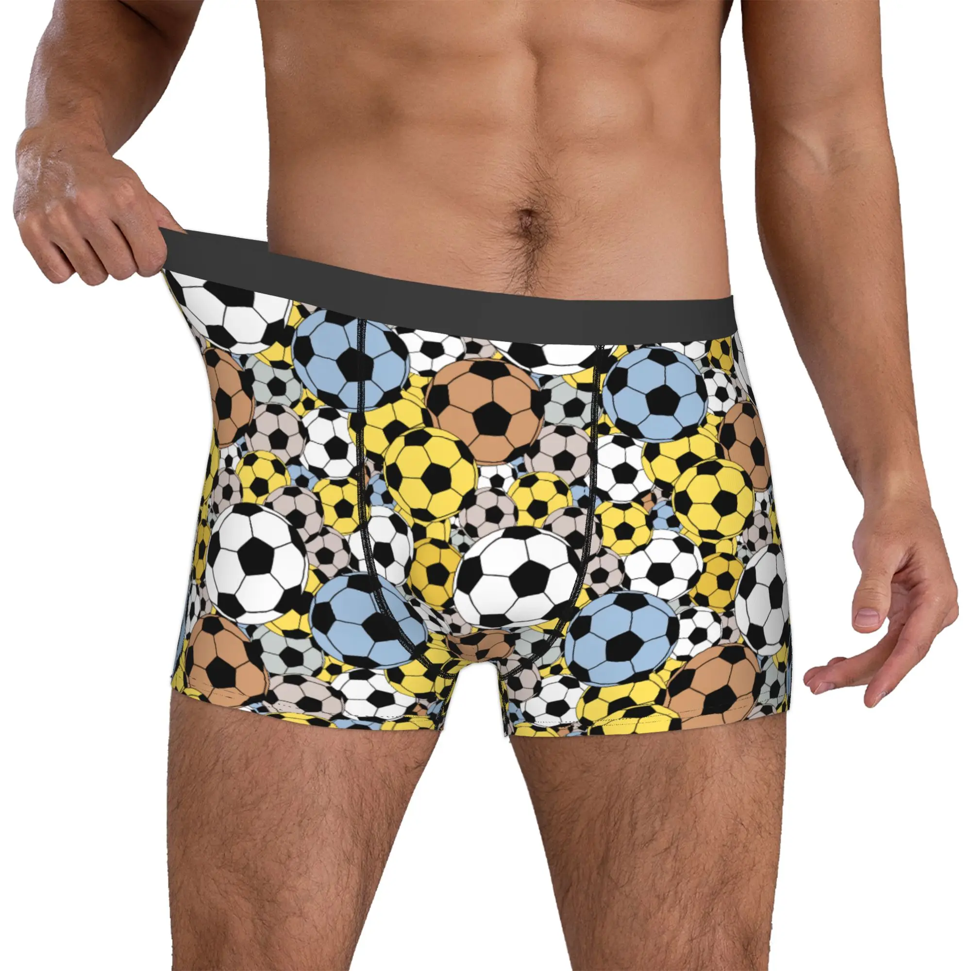 Colorful Soccerly Footbally  Boxers Shorts Mens Seamless Pattern Briefs Underwear Novelty Underpants
