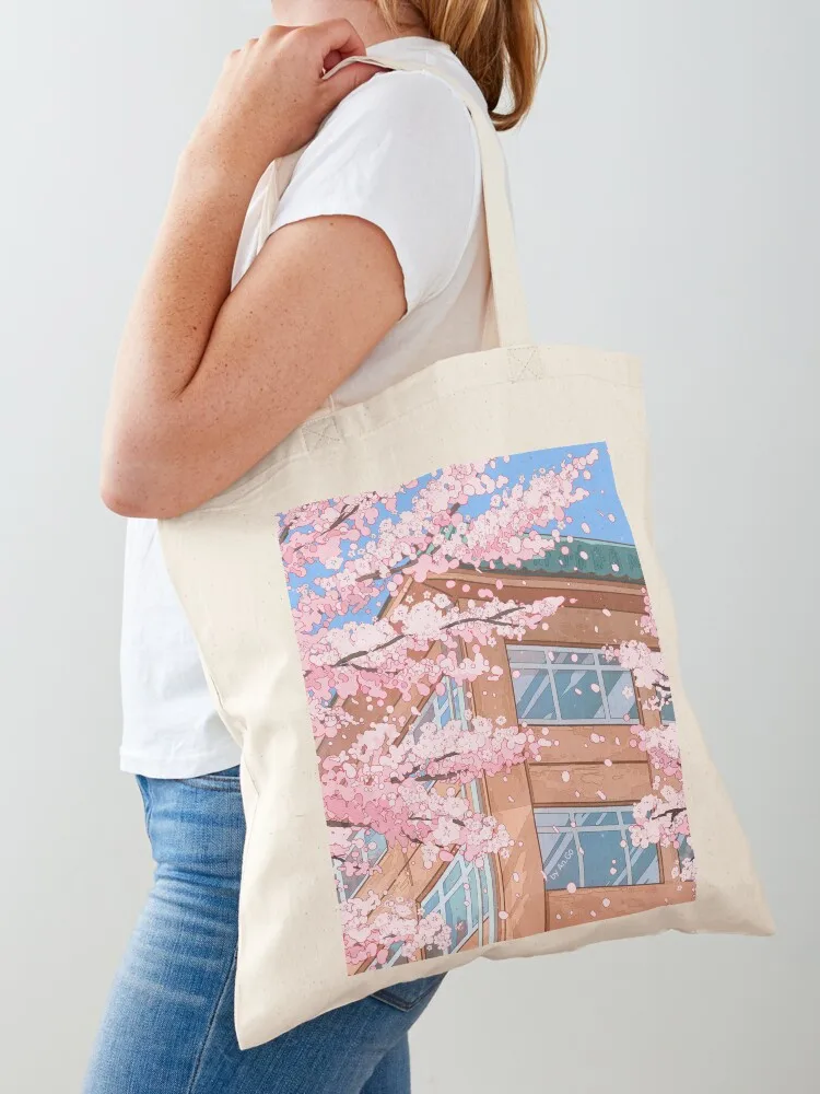 

Japanese high school and cherry blossom blossom Tote Bag Canvas stote bag female bag cute tote shopper women