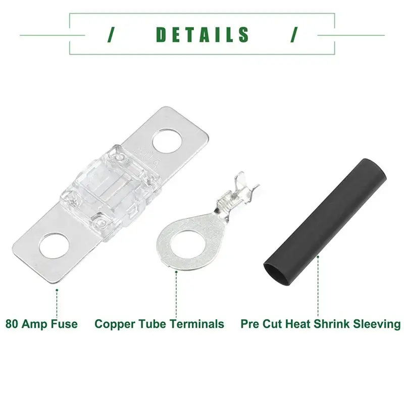 Better-ANS Fuse Holder Kit For Dual Battery System, Fuse Holder, Tube Terminals, Pre Cut Heat Shrink Sleeving ,18 Set (80A)