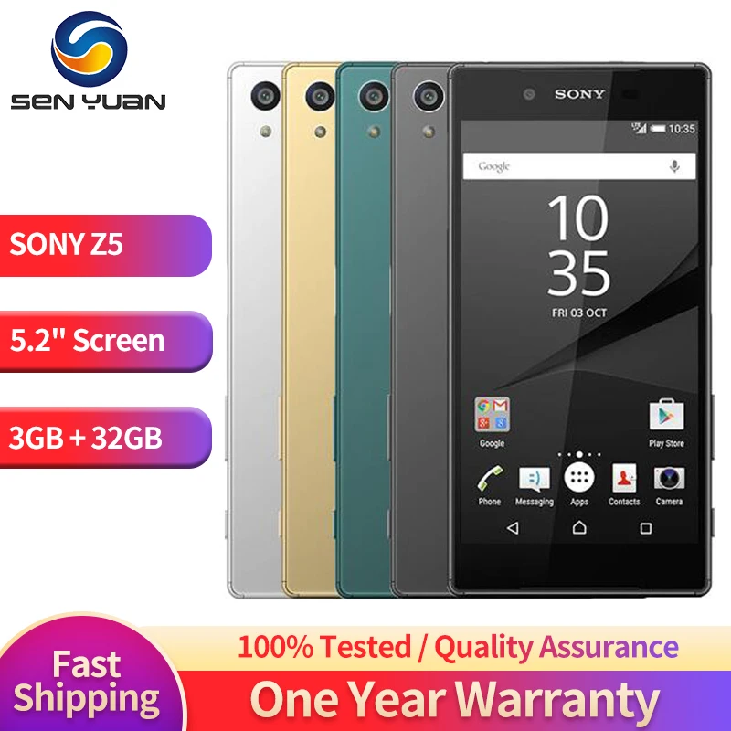 Original Sony Xperia Z5 E6653 E6683 Phone Unlocked RAM 3GB ROM 32GB GSM WCDMA 4G LTE Android Octa Core 5.2 Inch 23MP Camera