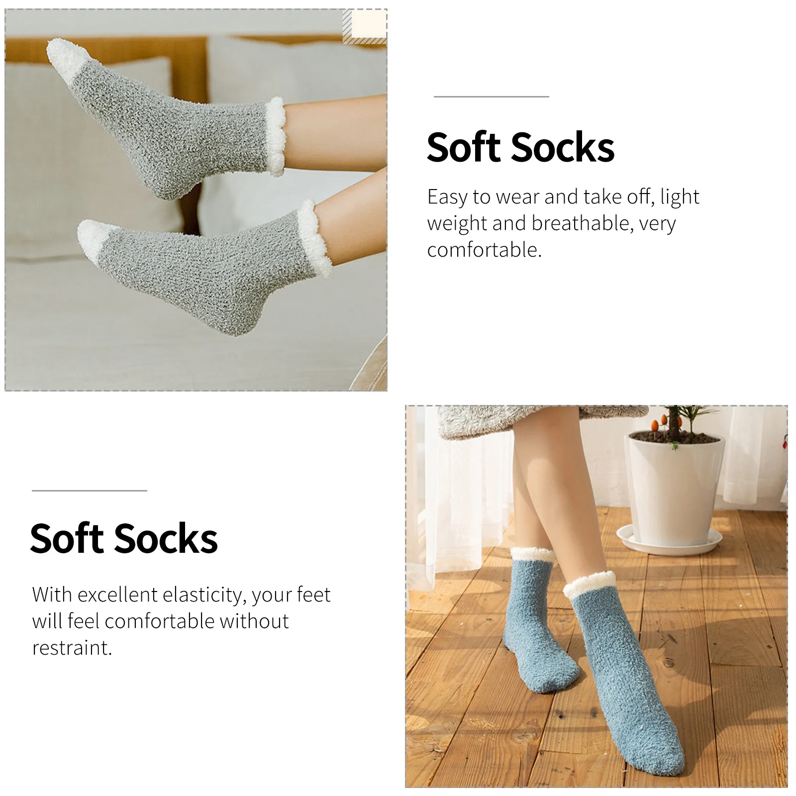 

6 Pairs Coral Fleece Socks Warm Thickened Household Winter Sleep Stockings Female Winter Socks Gift Fashion Style