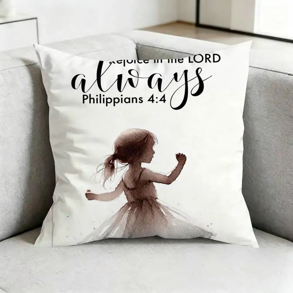 J-Jesus Bible Verse Gods Plan Square Double-Sided printed Pillow Case Bedroom Bedside Pillow Sofa Cushion Cover Gift