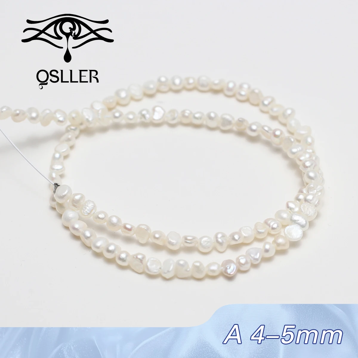 

QSLLER Pearl A 4-5mm Natural Freshwater Pearl Two Sided Shiny Beads for DIY Women Men Necklace Jewelry Making Accessories