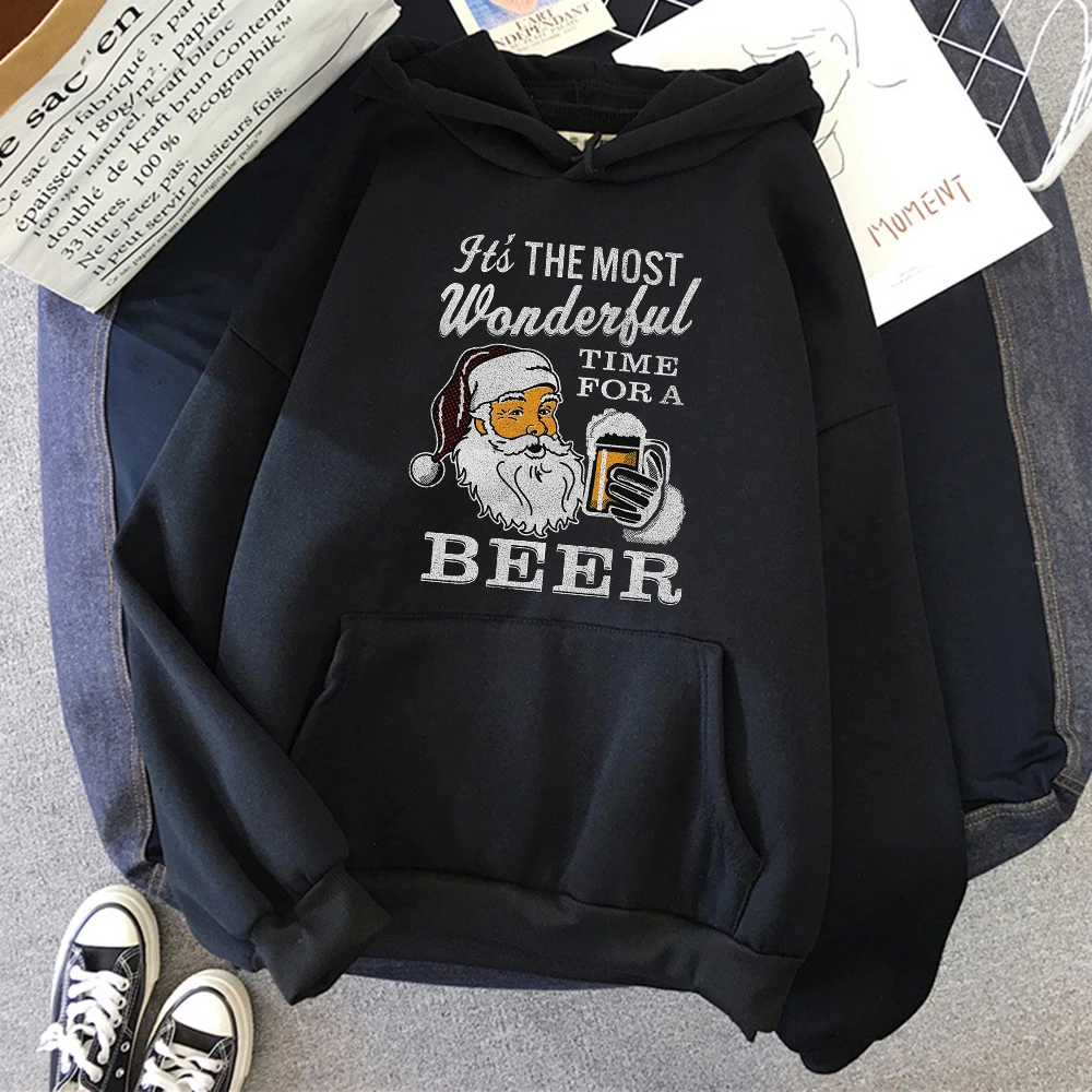 

It's The Most Wonderful Time For A Beer Printing Mens Clothing Pocket Vintage Streetwear Christmas Gifts Fashion Male Hoodies