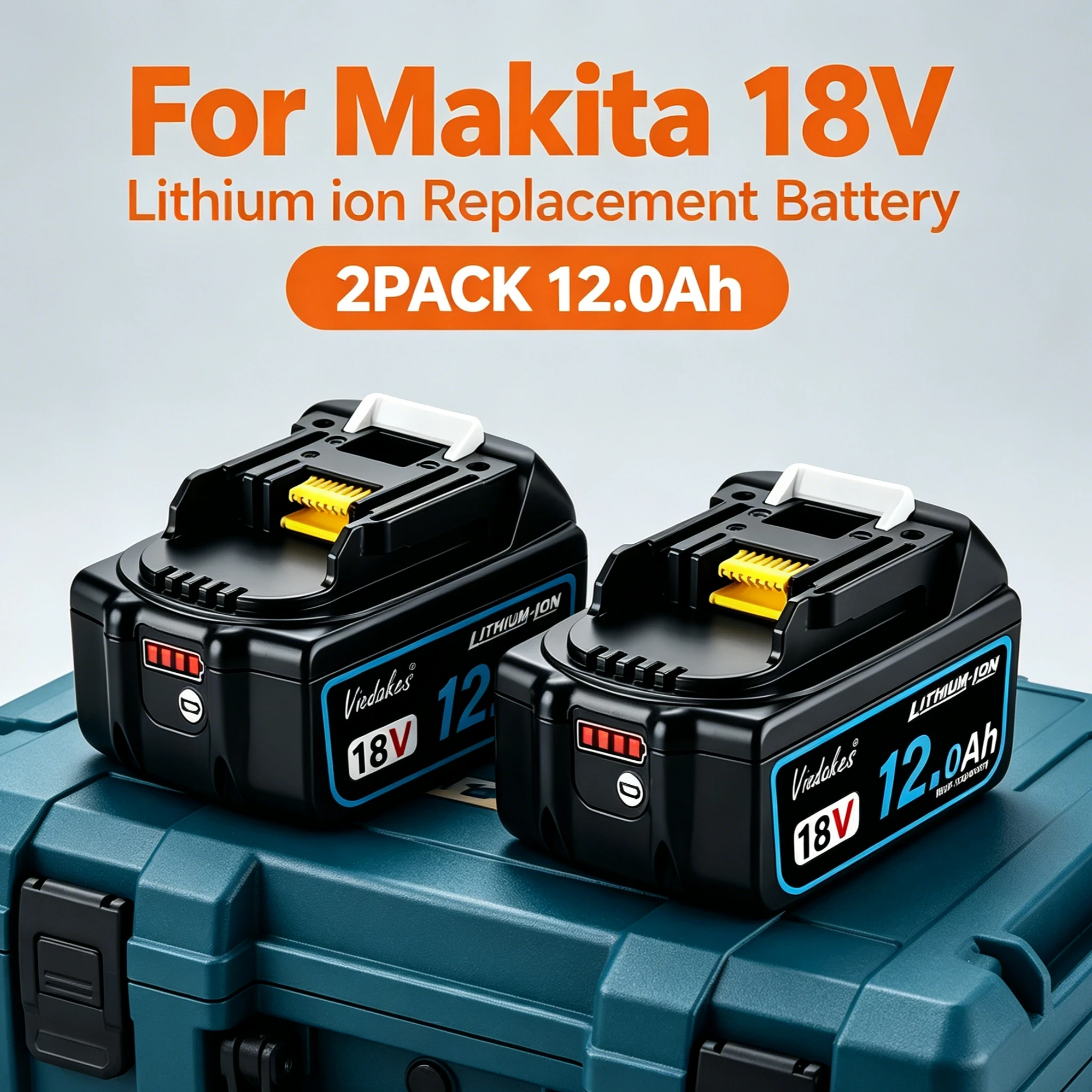 

VIEDAKES new 18V 8.0Ah/10.0Ah/12.0Ah Rechargeable battery, For Makita 18v battery BL1860B DDF487 DGA404 DTD173 DTW700 DJV182