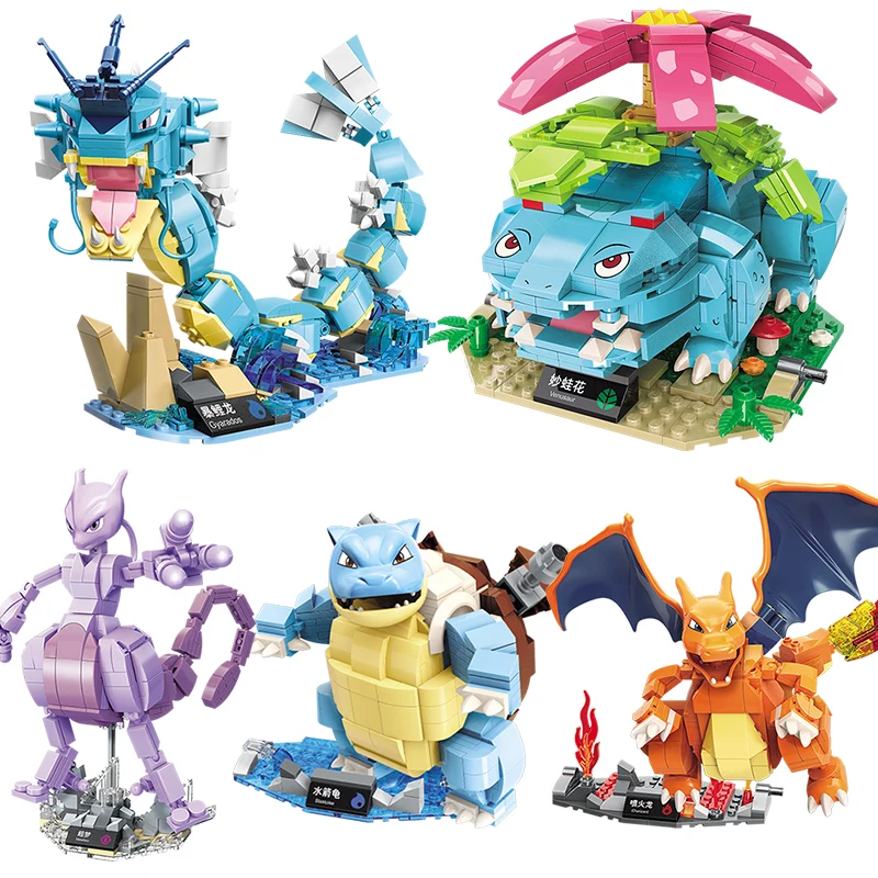 

Keeppley Pocket Monsters Series Assembly Blocks Venusaur Charizard Blastoise Gyarados Mewtwo Action Characters Children's Gift