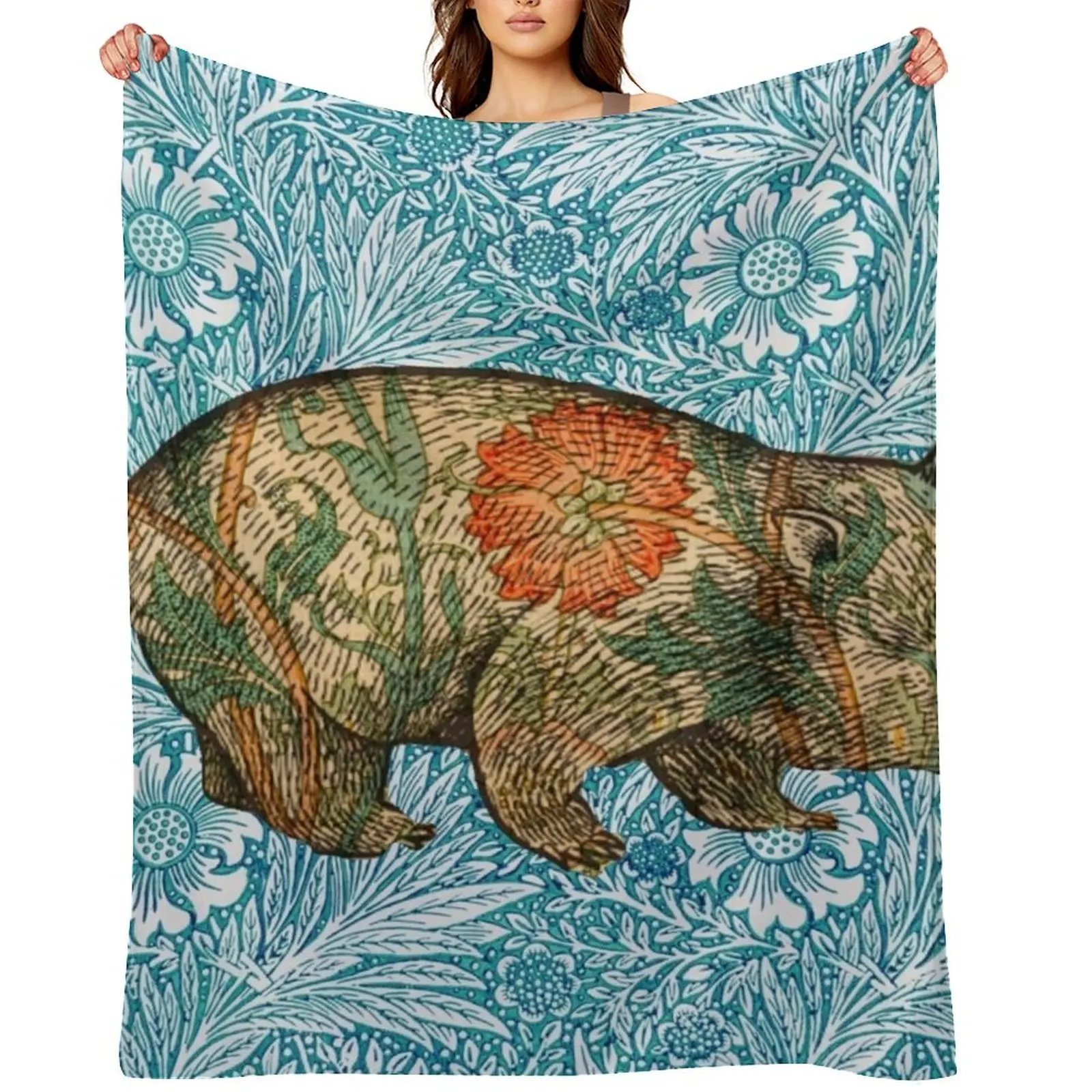 

Rossetti's Wombat in Blue Marigold Throw Blanket Decorative Beds Soft Plush Plaid Luxury Winter beds Blankets