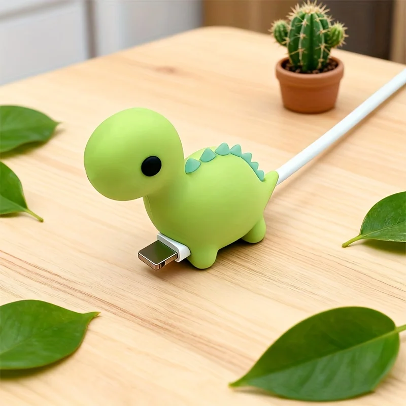 1pc Cute Pink & Green Dinosaur -C/Lightning Cable Protector - Anti-Break Charging Cord Saver, Adapter Compatible for IPhone IPad