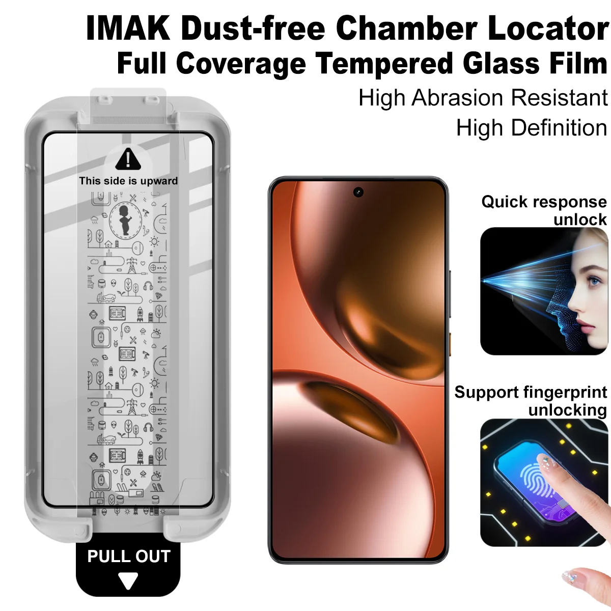 

IMAK realme GT 7 5G Overseas Edition Dust-free Cabin Full Screen Tempered Glass Film [Supports fingerprint unlocking]
