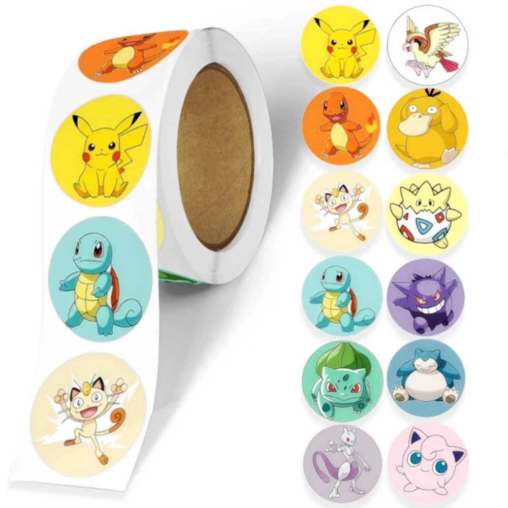 Pokemon, Stickers Decoration 500pcs/Roll Cute Cartoon Stickers Waterproof Stickers For DIY Scrapbooking, Envelope Sealing,