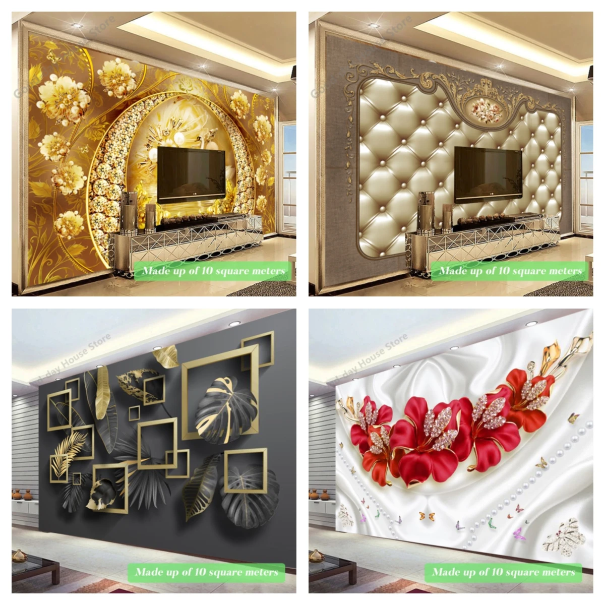 Luxury 3d stereo Living Room Sofa TV Background papel de parede Modern Golden Wall Paper Bedroom Non Woven Wallpaper Large Mural