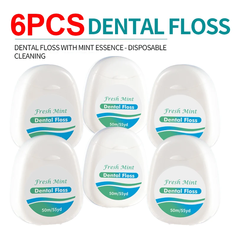 Rolo de fio dental de hortelã, 6/3/1 peças, caixa branca, ferramentas de limpeza oral, vara de fio dental, conjunto doméstico adulto, escova interdental de limpeza