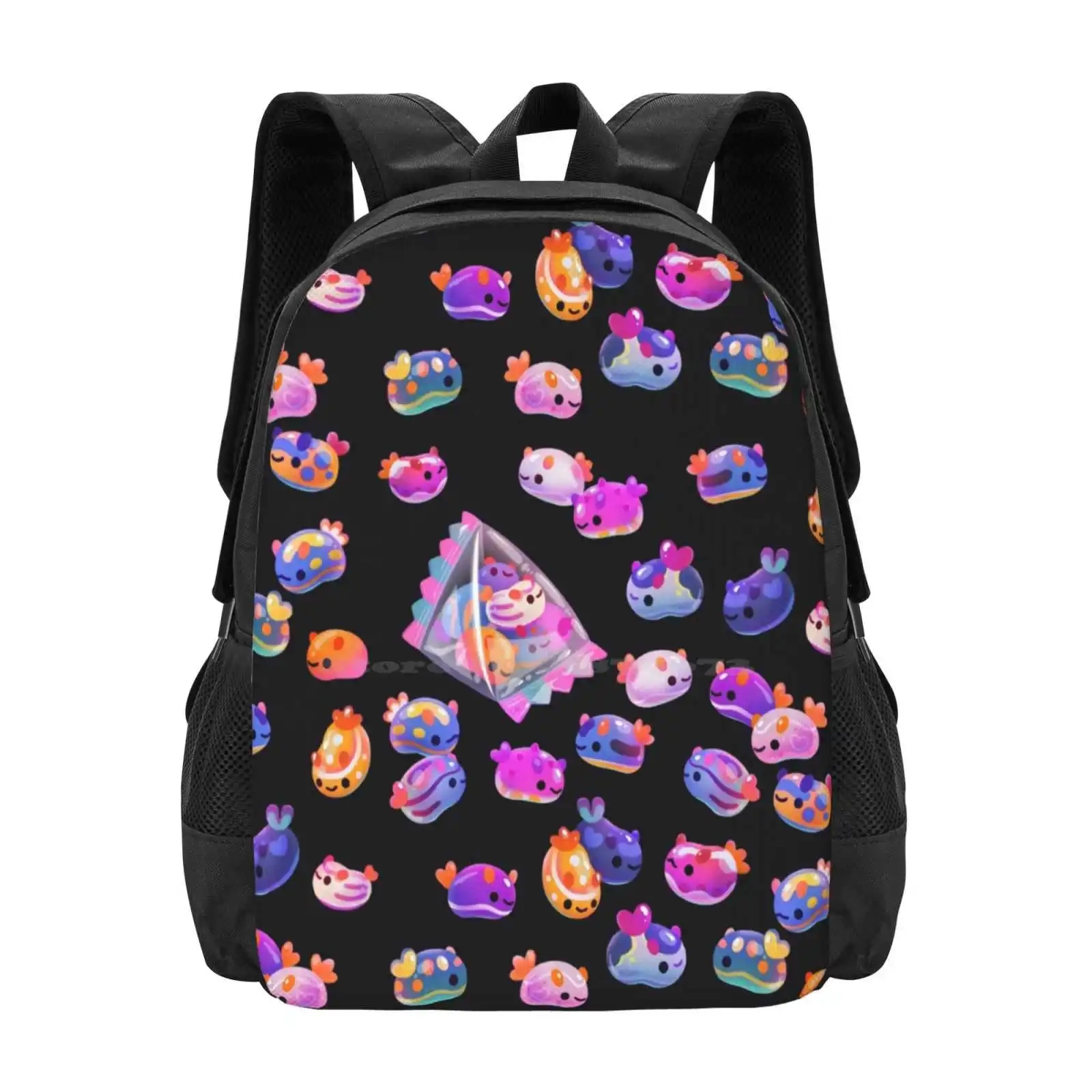 Jelly Bean Sea Slug - Dark Hot Sale Schoolbag Backpack Fashion Bags Jelly Bean Sea Slug Nudibranch Animal Pikaole Marine Life