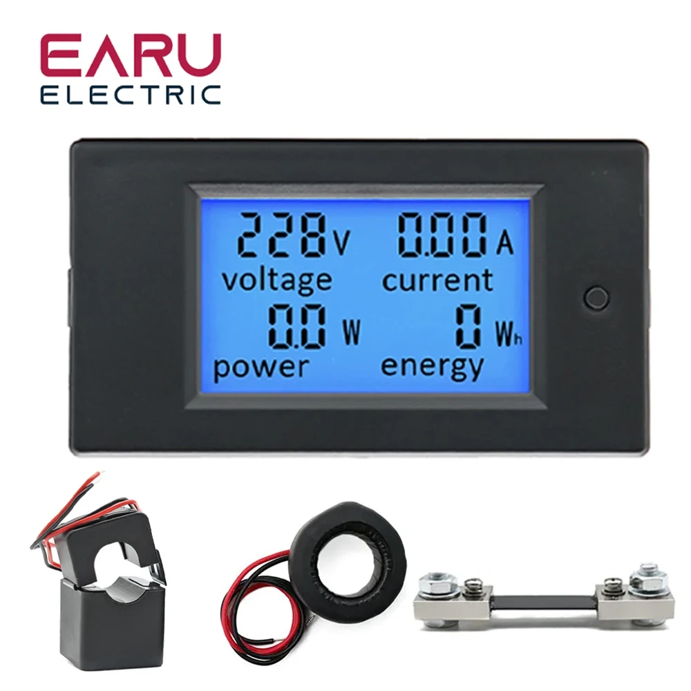 20a 100a ac 80-260v dc 6.5-100v display digital led voltímetro amperímetro wattímetro medidor de energia de energia 12v 24v 110v 220v volt tester