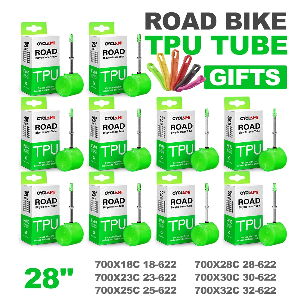 Ultraléger TPU route intérieure 700c Tube vélo route vtt vélo matériel pneu 60mm longueur vanne française 700 18 25 28 32 38g Super léger