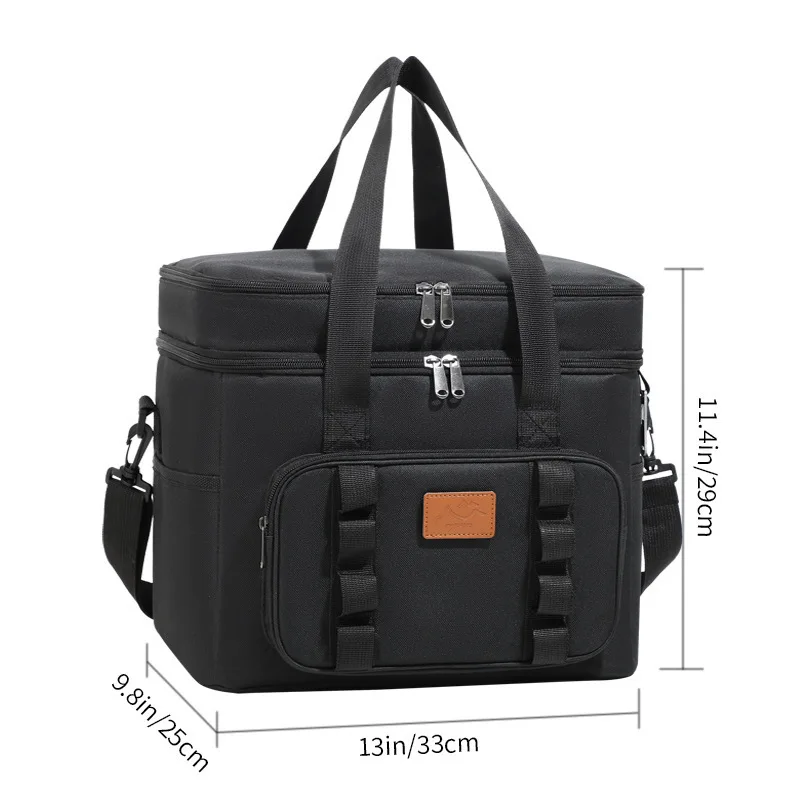 Large Capacity Outdoor Picnic Bag with Thick Aluminum Foil Insulation Keeps Food Hot Or Cold Perfect for Camping Fruit Freshness