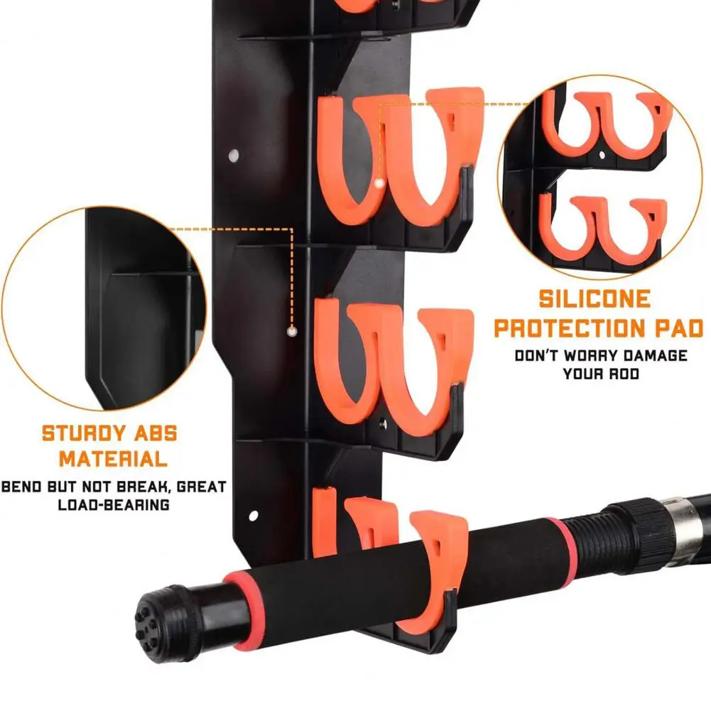 2Pcs Deep Groove Fishing Rod Holder Wall Mounting Multi-rod Fishing Rack Adjustable Distance Brackets Fishing Gear Organizer - Image 4