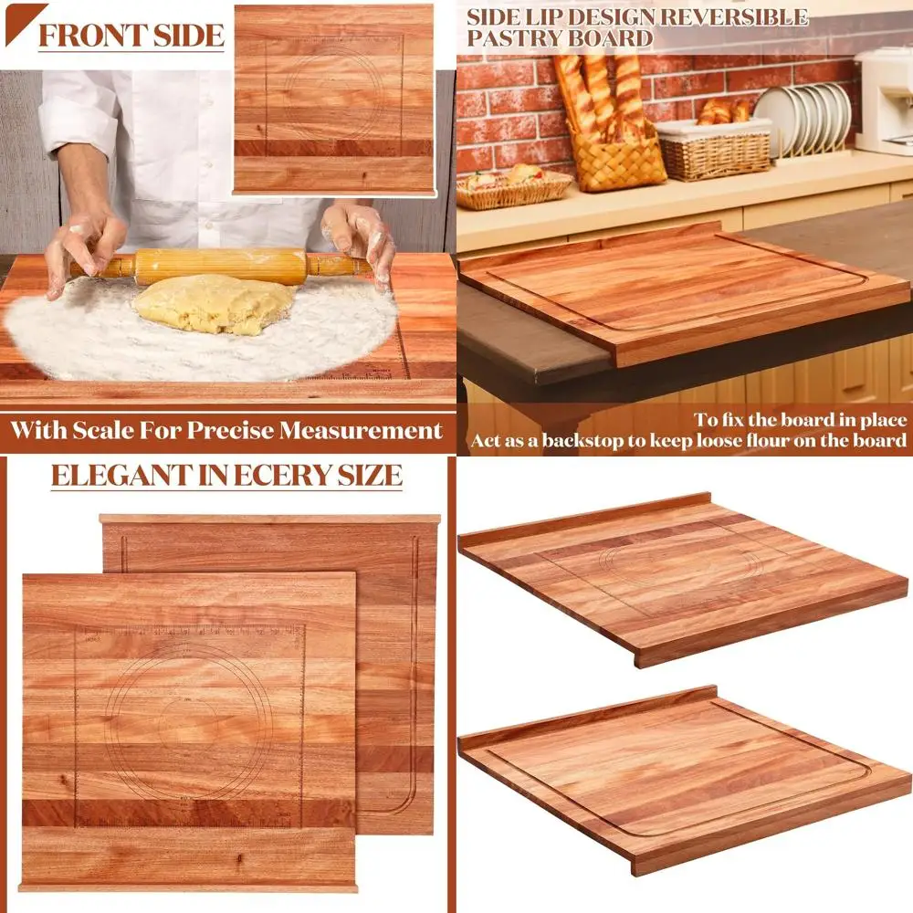 

Large Walnut Rolling Dough Pastry Board with Engraved Measurements for Kitchen Counter and Chopping