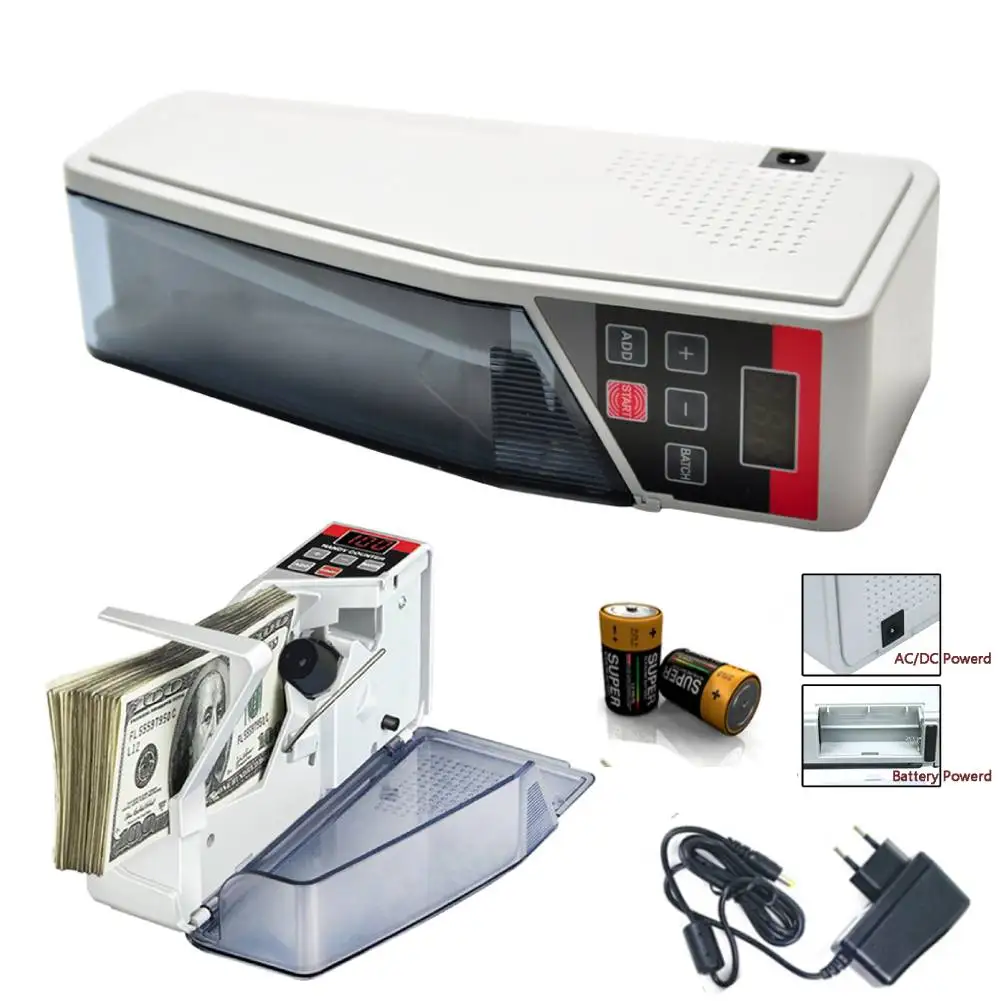 Contador de dinero portátil para billetes, billetes en efectivo, Mini máquinas contadoras, equipo financiero, enchufe europeo